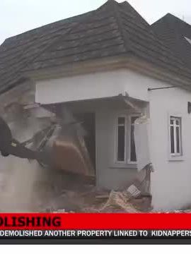 GOV OKPEBHOLO DEMOLISHED ANOTHER PROPERTY LINKED TO  KIDNAPPERS